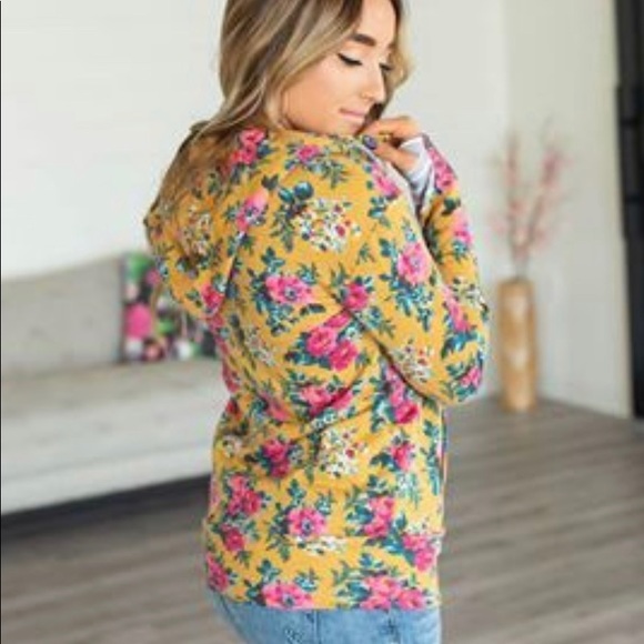 Ampersand Hoodie- Mustard Floral - Picture 3 of 6